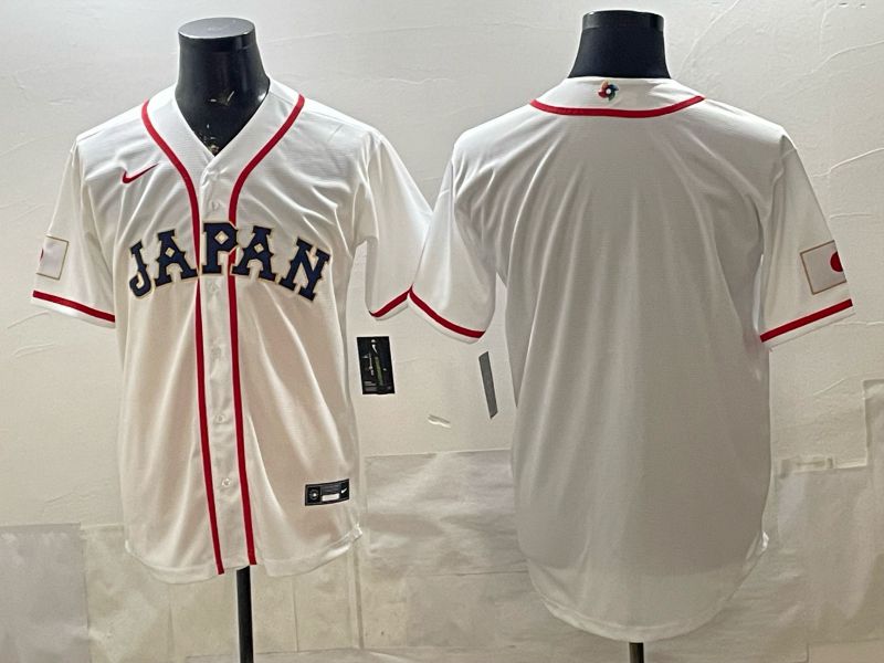 Men 2026 World Cub Japan Blank White Game Nike MLB Jersey style 001->more jerseys->MLB Jersey